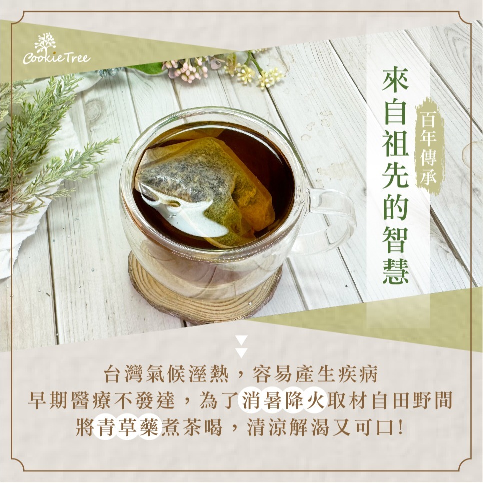 【cookietree 餅乾樹】青草茶 白鶴靈芝 仙草 清涼退火 無加糖 茶包 涼茶 養生茶 夏天必備 沖泡茶飲 草本-細節圖3