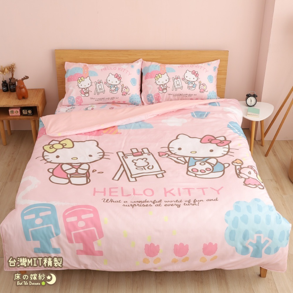 ［促銷／送玩偶］ 日本授權 萊賽爾天絲 KITTY系列床包組 ［風景繪]］床單／被套／兩用被套／涼被 ／相關請看詳情-細節圖2