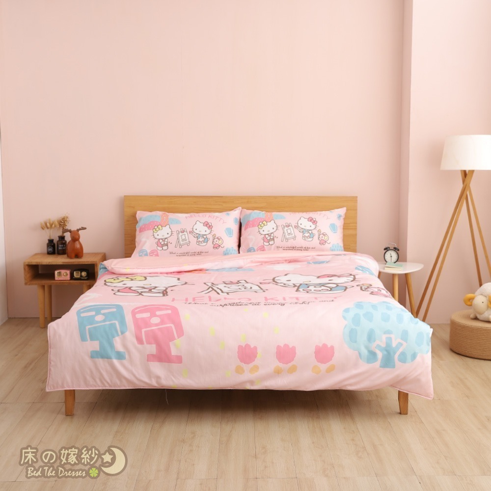 ［促銷／送玩偶］ 日本授權 萊賽爾天絲 KITTY系列床包組 ［風景繪]］床單／被套／兩用被套／涼被 ／相關請看詳情-細節圖4