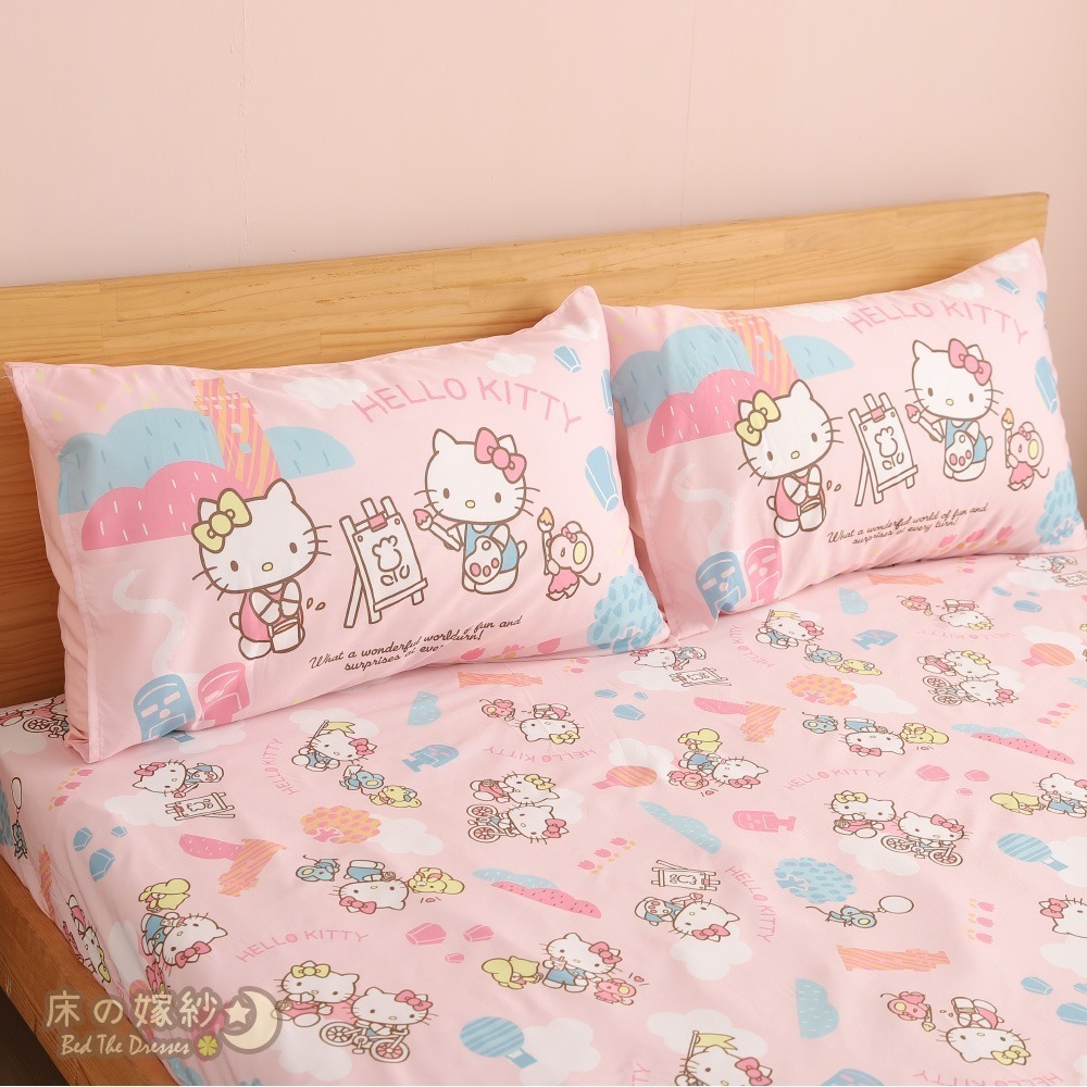 ［促銷／送玩偶］ 日本授權 萊賽爾天絲 KITTY系列床包組 ［風景繪]］床單／被套／兩用被套／涼被 ／相關請看詳情-細節圖7