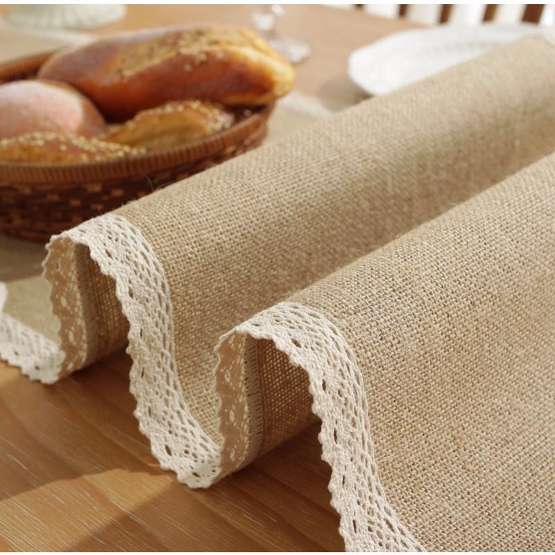 【HUAHUA】簡約美式薴麻花邊桌旗 純色天然麻桌旗 茶几裝飾巾 節日婚宴裝飾桌旗 長條布花邊桌旗 床尾巾 電視櫃裝飾巾-細節圖5
