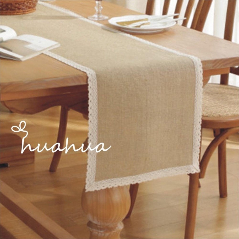 【HUAHUA】簡約美式薴麻花邊桌旗 純色天然麻桌旗 茶几裝飾巾 節日婚宴裝飾桌旗 長條布花邊桌旗 床尾巾 電視櫃裝飾巾-細節圖8