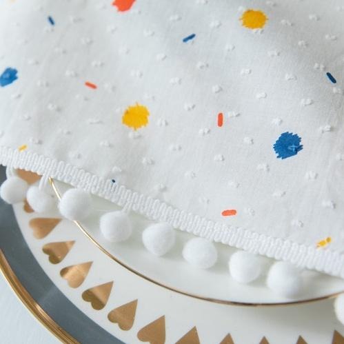 【HUAHUA】日式桌巾 塗鴉 法式 全棉 提花 幾何 彩色 點點 毛球 長方形桌巾 田園風茶几餐桌布 白桌巾 擺拍桌巾-細節圖9