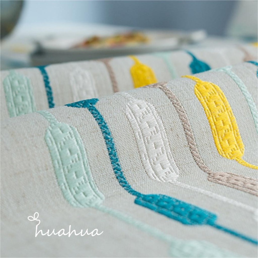 【HUAHUA】仿亞麻桌布 現代幾何水滴桌旗繡花桌布 幾何桌布 小清新長方形茶几檯布 餐桌布-細節圖2