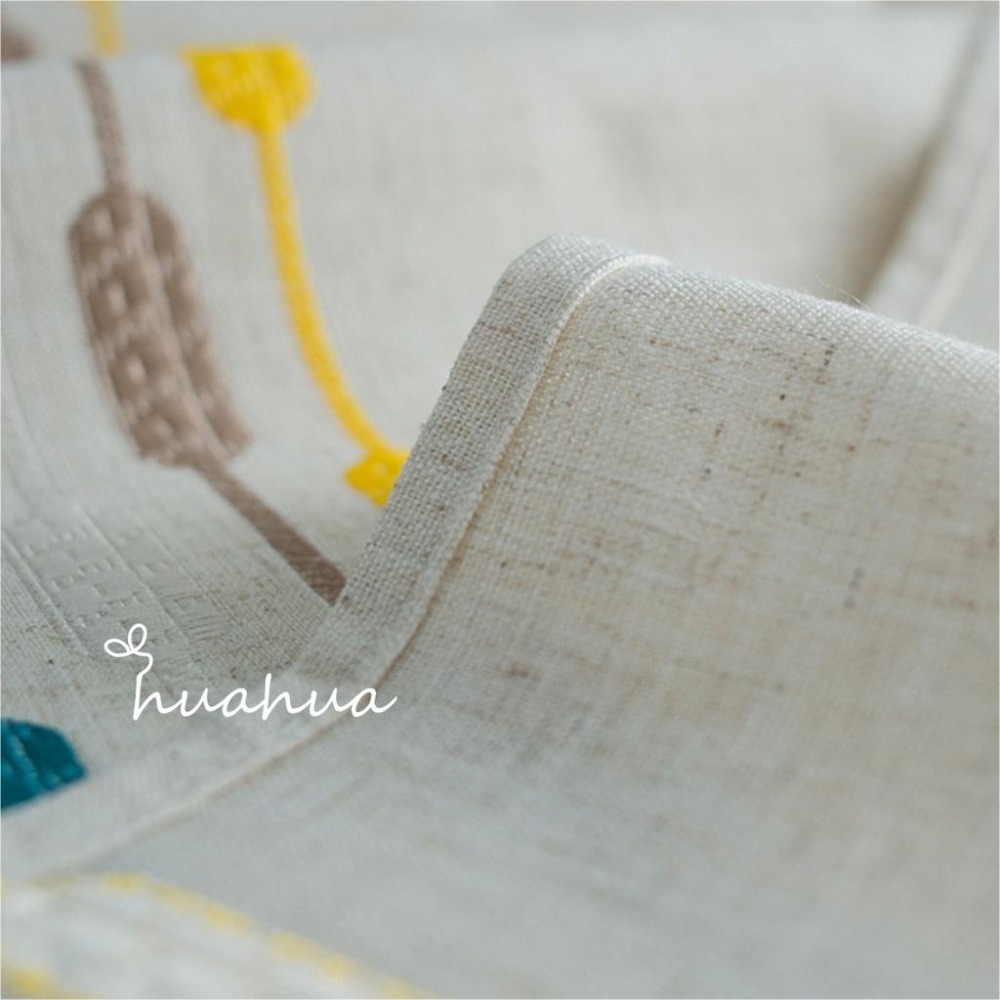 【HUAHUA】仿亞麻桌布 現代幾何水滴桌旗繡花桌布 幾何桌布 小清新長方形茶几檯布 餐桌布-細節圖4