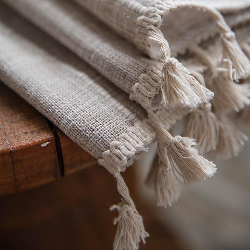 【HUAHUA】簡約咖啡色提花格子窗簾 米色流蘇櫥房簾 美式鄉村風半遮光客廳臥室飄窗簾 成品窗簾-細節圖9