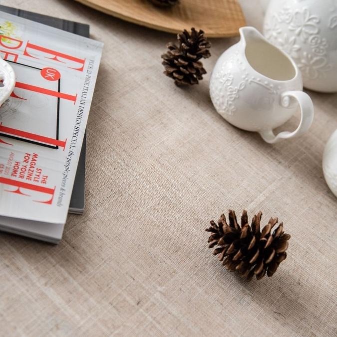 【HUAHUA】日式素色圓形桌巾 荷葉邊滌麻桌布 麻本色桌布 圓形餐桌布 亞麻家用桌布-細節圖8