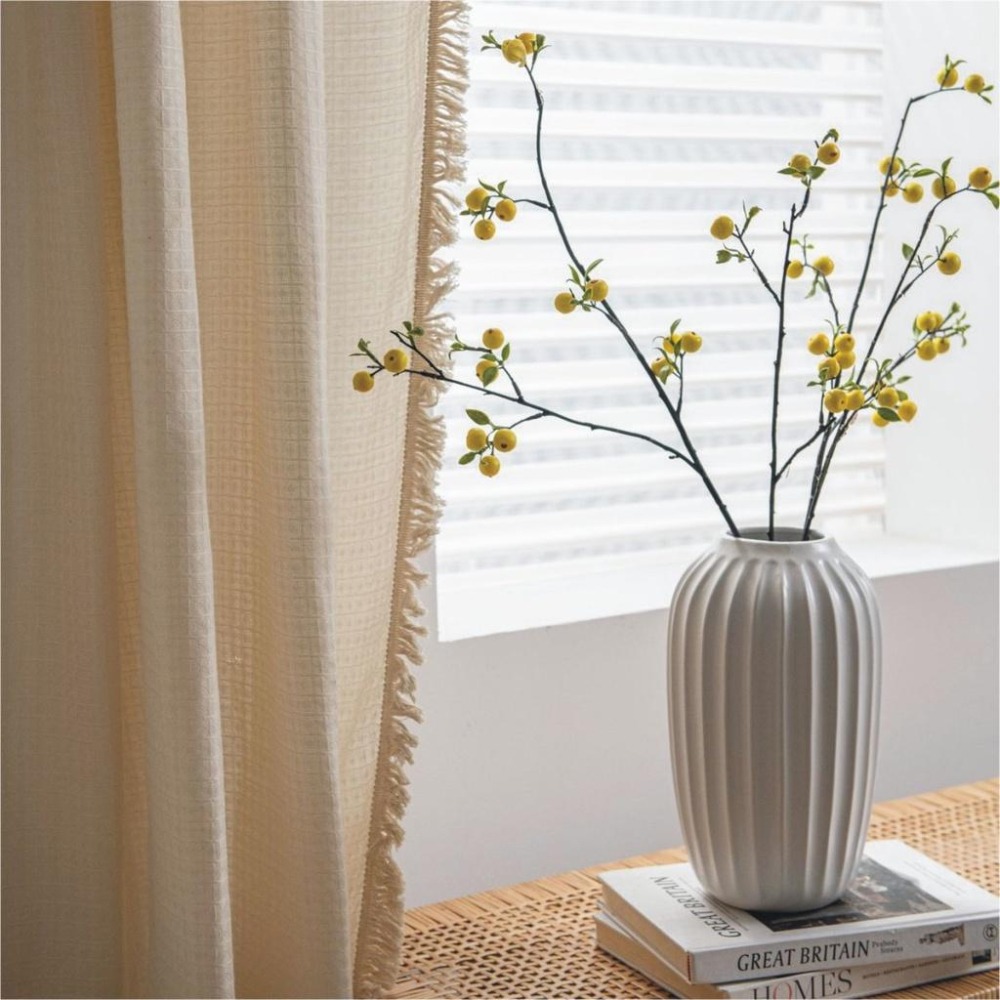 【HUAHUA】窗簾 純色 素色 日系 成品窗簾 華夫格 美式 森系 廚房簾 滌棉 半遮光窗簾 遮擋簾 隔斷簾-細節圖2