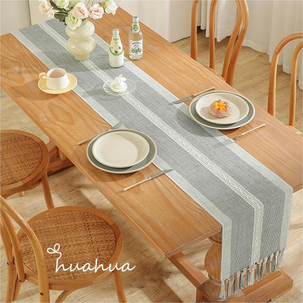 【HUAHUA】新品 桌旗日式 北歐 棉麻桌旗 流蘇桌旗 簡約茶几布 電視櫃 鞋櫃 長桌布 長條桌巾 裝飾 家用-細節圖6