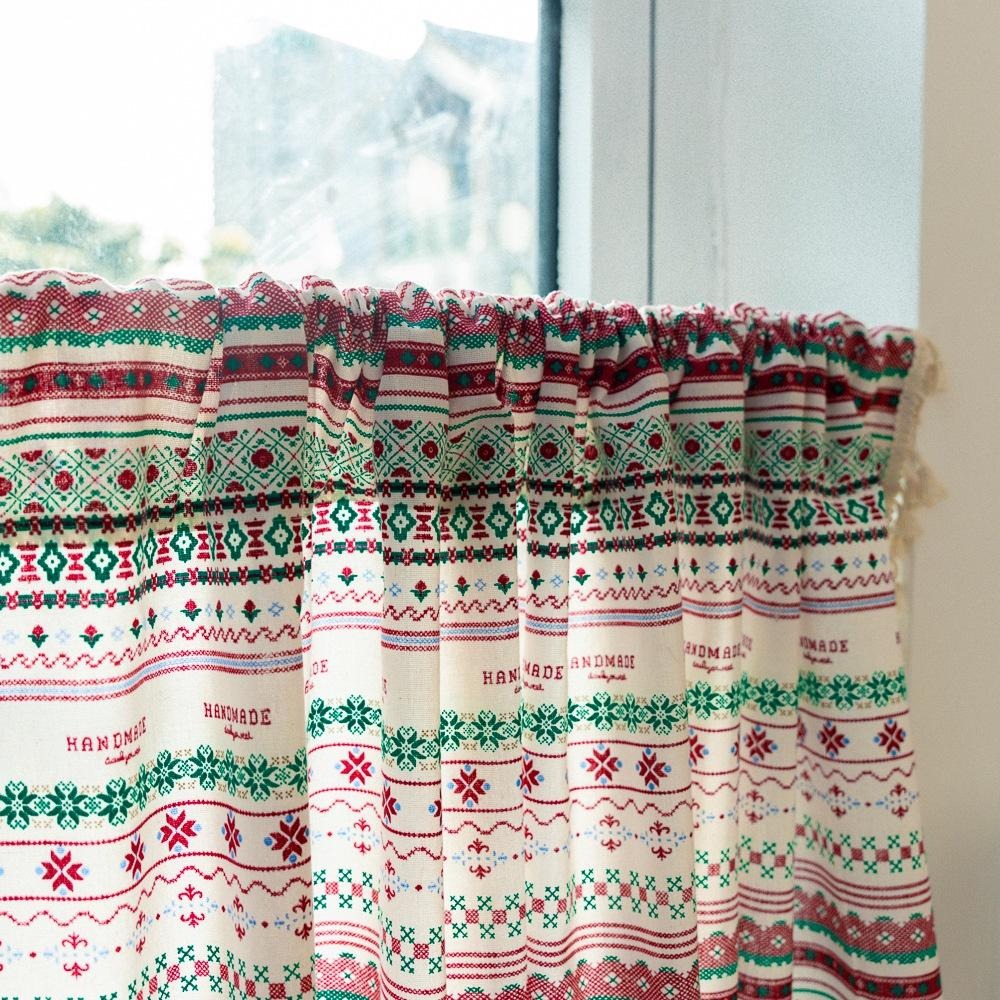 【HUAHUA】北歐風半簾 小窗簾 波西米亞短簾 臥室窗戶裝飾短簾 印花門簾 廚房遮蓋半簾 成品-細節圖4