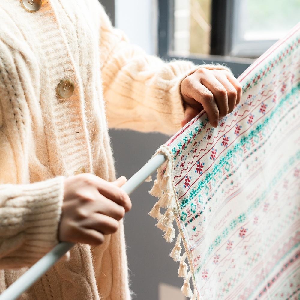 【HUAHUA】北歐風半簾 小窗簾 波西米亞短簾 臥室窗戶裝飾短簾 印花門簾 廚房遮蓋半簾 成品-細節圖7