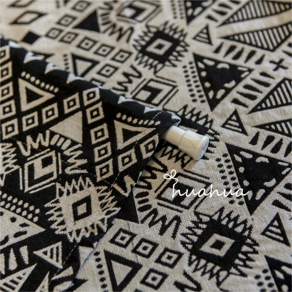 【HUAHUA】黑色徽章門簾 幾何圖形提花門簾 美式鄉村風門簾 簡約廚房半簾 咖啡館餐廳棉麻門簾  (不含桿子) 成品-細節圖8