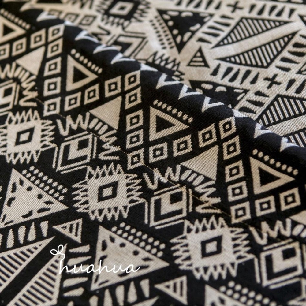 【HUAHUA】黑色徽章門簾 幾何圖形提花門簾 美式鄉村風門簾 簡約廚房半簾 咖啡館餐廳棉麻門簾  (不含桿子) 成品-細節圖9