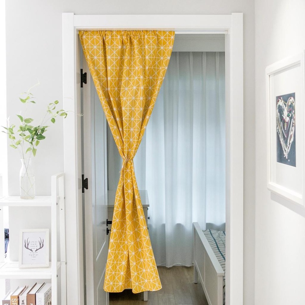 【HUAHUA】門簾 掛簾 風水簾 隔斷簾 裝飾簾 棉麻 美式鄉村 森系 素描 印花 現代簡約 衛生間半簾 不含桿-細節圖3