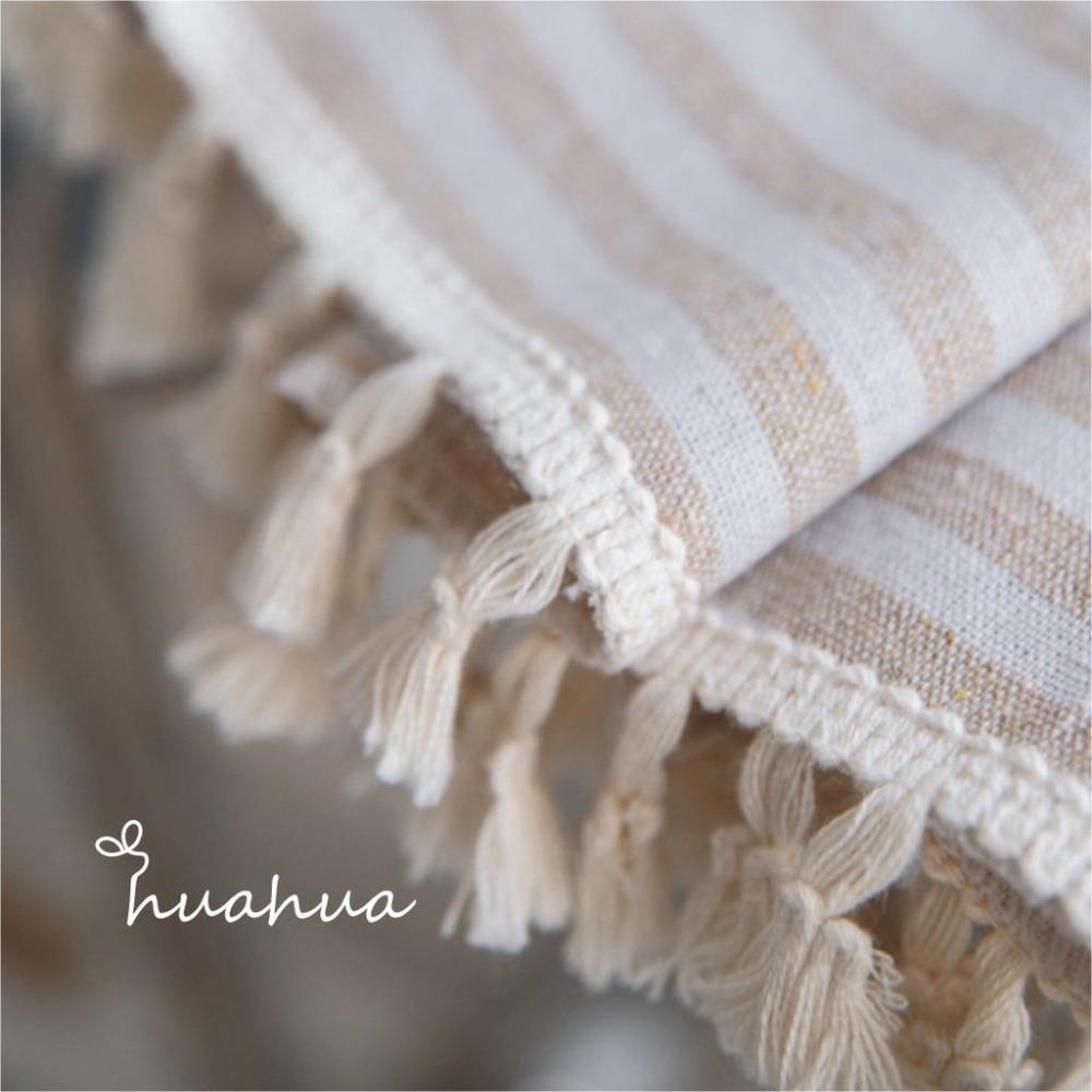 【HUAHUA】客製 窗簾 小窗簾 日式 簡約 純棉 條紋 棉麻 流蘇 美式鄉村 米色 咖啡色 復古 民宿 成品-細節圖6
