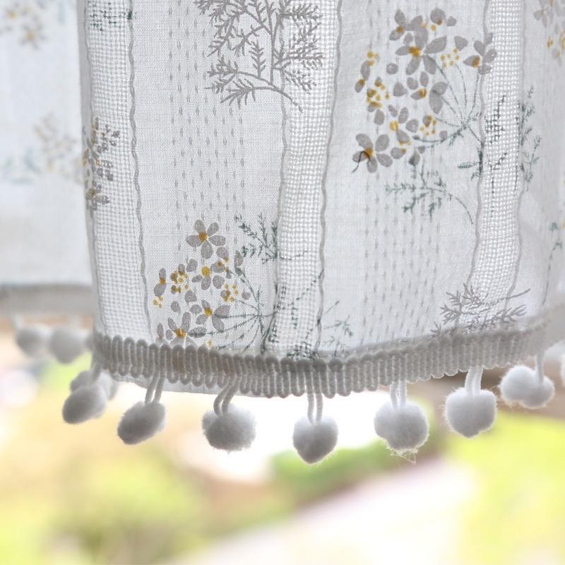 【HUAHUA】短窗簾 田園小清新碎花布藝半簾 全棉雛菊花簾 雛菊法式飄窗簾 櫥櫃咖啡簾 門簾 隔斷短簾子-細節圖2
