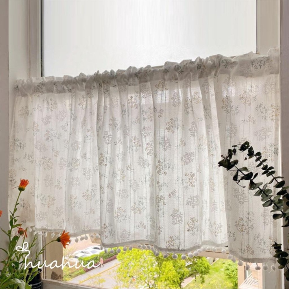 【HUAHUA】短窗簾 田園小清新碎花布藝半簾 全棉雛菊花簾 雛菊法式飄窗簾 櫥櫃咖啡簾 門簾 隔斷短簾子-細節圖7
