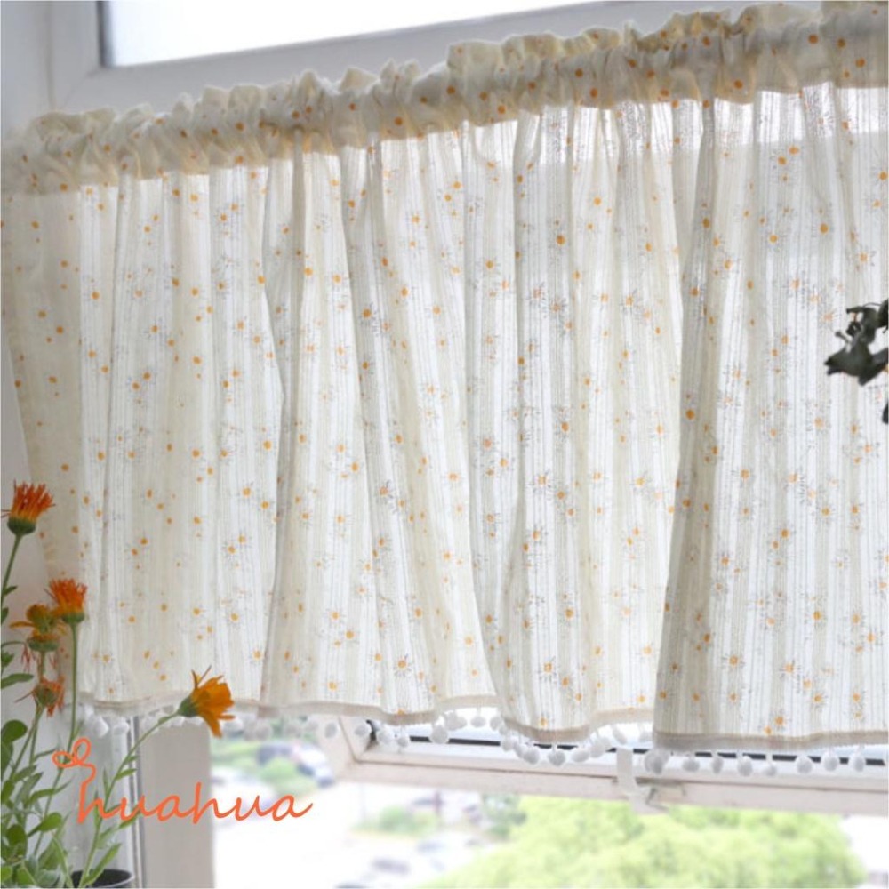 【HUAHUA】短窗簾 田園小清新碎花布藝半簾 全棉雛菊花簾 雛菊法式飄窗簾 櫥櫃咖啡簾 門簾 隔斷短簾子-細節圖8