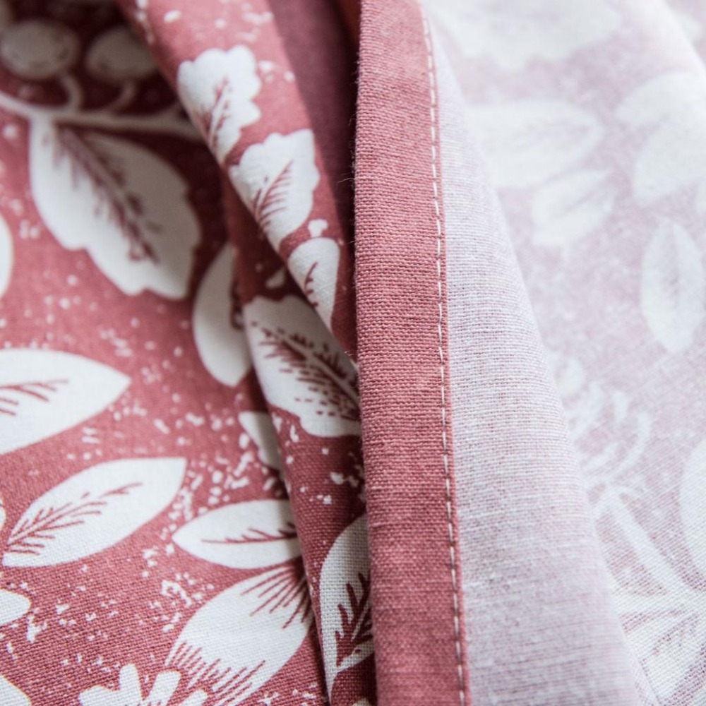 【HUAHUA】美式鄉村風仿棉麻廚房簾 橘色花鳥印花窗簾 飄窗窗簾 半遮光窗簾 成品-細節圖5