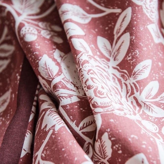 【HUAHUA】美式鄉村風仿棉麻廚房簾 橘色花鳥印花窗簾 飄窗窗簾 半遮光窗簾 成品-細節圖9