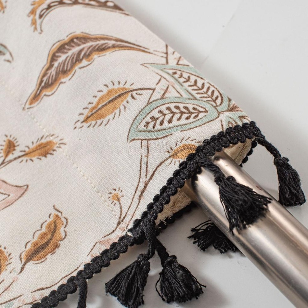 【HUAHUA】半簾 短簾 小窗簾 美式鄉村棉麻櫥櫃防塵簾 素色門簾 花朵印花咖啡簾 簡約廚房洗手檯防塵簾-細節圖9