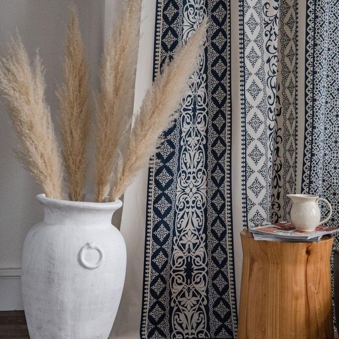 【HUAHUA】棉麻窗簾 印花民族風窗簾 民宿窗簾 半遮光窗簾 廚房簾飄窗簾 窗簾成品-細節圖6