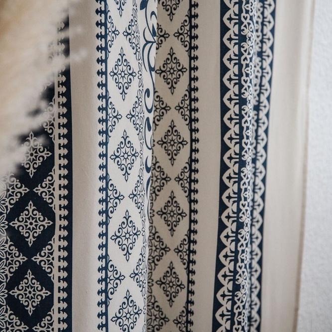 【HUAHUA】棉麻窗簾 印花民族風窗簾 民宿窗簾 半遮光窗簾 廚房簾飄窗簾 窗簾成品-細節圖7