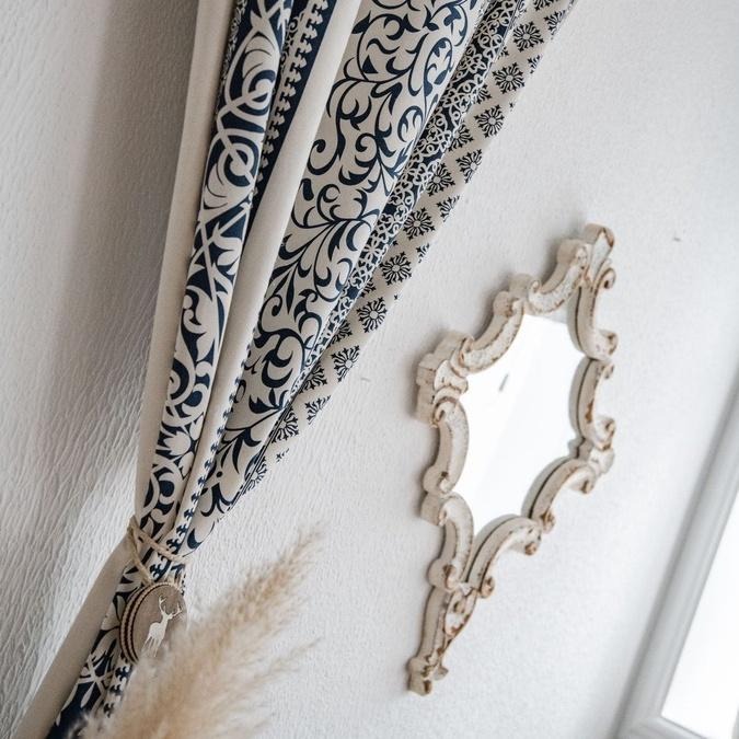 【HUAHUA】棉麻窗簾 印花民族風窗簾 民宿窗簾 半遮光窗簾 廚房簾飄窗簾 窗簾成品-細節圖8