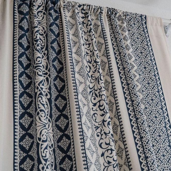 【HUAHUA】棉麻窗簾 印花民族風窗簾 民宿窗簾 半遮光窗簾 廚房簾飄窗簾 窗簾成品-細節圖9