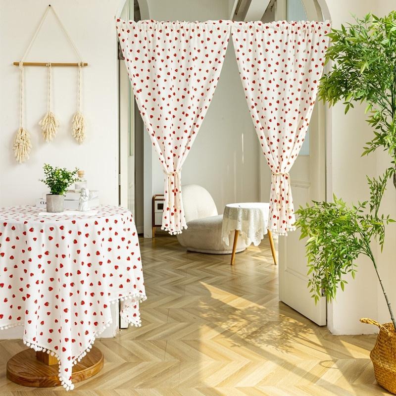 【HUAHUA】門簾 隔斷簾 短簾 掛簾 布簾 全棉 日式 韓式 森系 田園 鄉村 民宿 免打孔 流蘇 印花 廚房裝飾簾-細節圖6