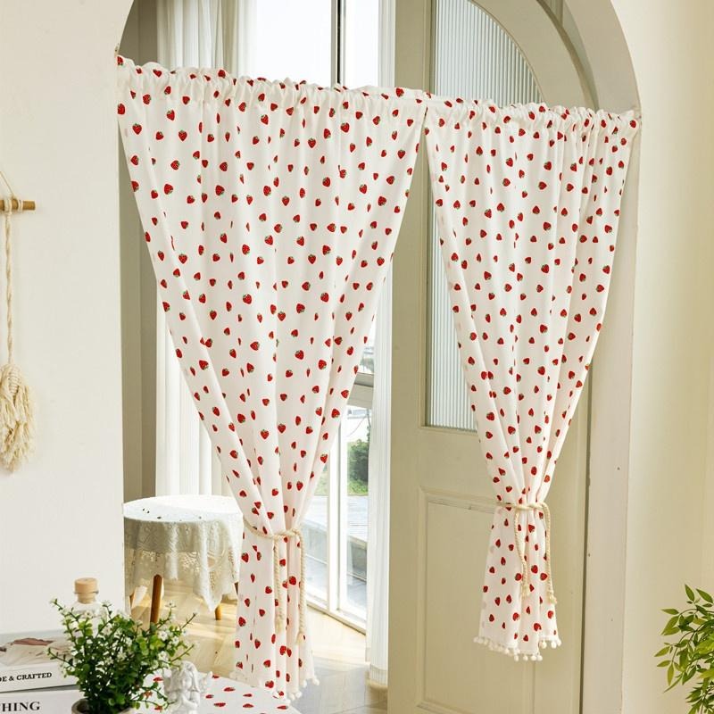 【HUAHUA】門簾 隔斷簾 短簾 掛簾 布簾 全棉 日式 韓式 森系 田園 鄉村 民宿 免打孔 流蘇 印花 廚房裝飾簾-細節圖7