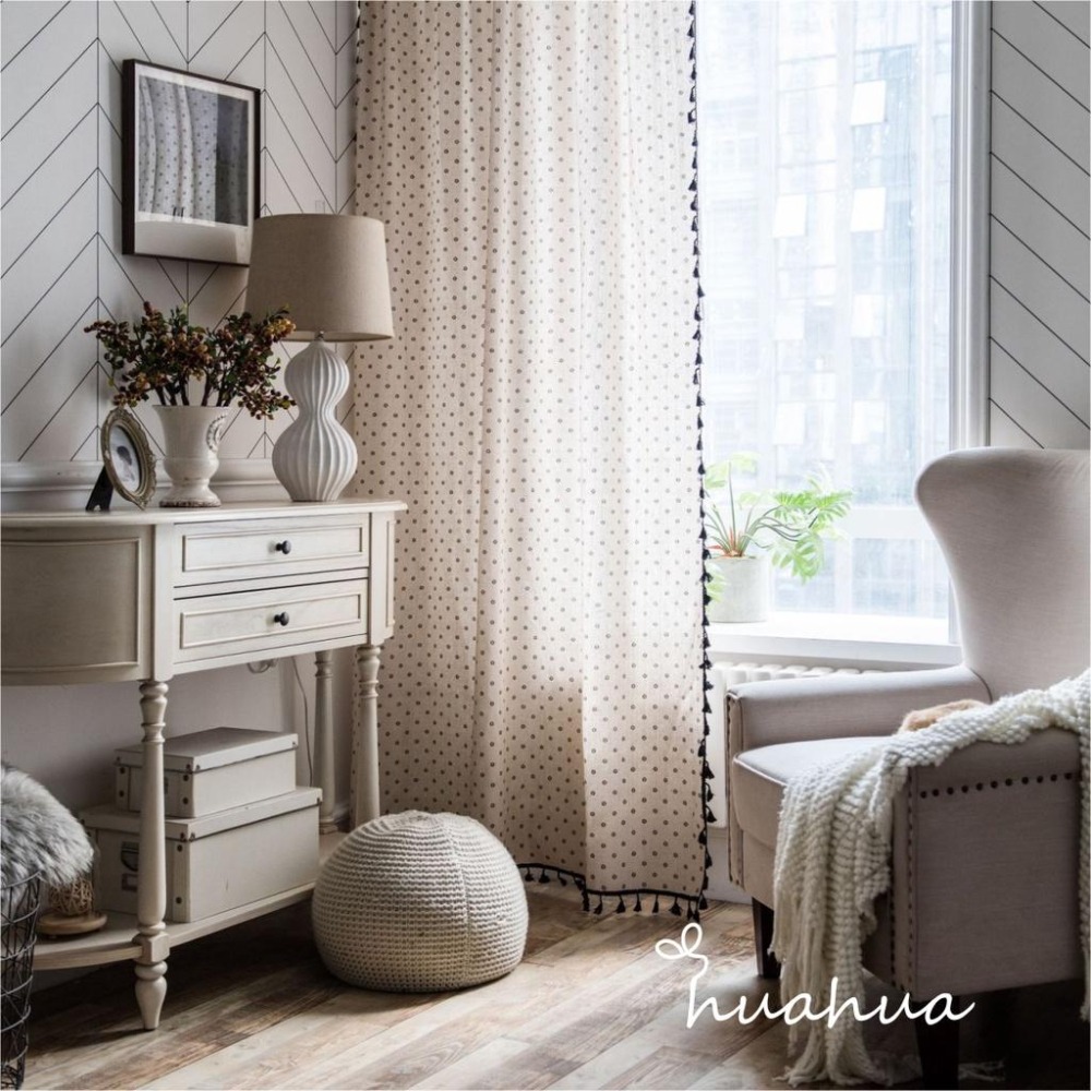 【HUAHUA】咖啡色雛菊印花窗簾 美式鄉村風窗簾 成品 黑色流蘇窗簾 韓式小窗廚房簾 棉麻 半遮光飄窗簾 隔斷簾-細節圖2