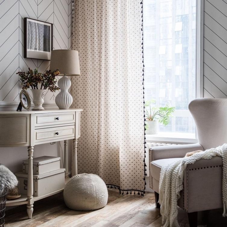 【HUAHUA】咖啡色雛菊印花窗簾 美式鄉村風窗簾 成品 黑色流蘇窗簾 韓式小窗廚房簾 棉麻 半遮光飄窗簾 隔斷簾-細節圖6