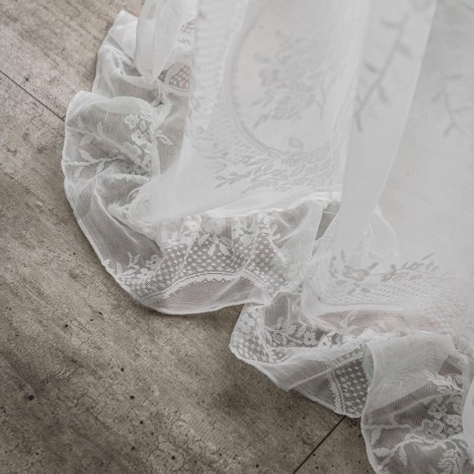 【HUAHUA】復古透光蕾絲紗簾 荷葉邊陽臺飄窗白紗隔斷波浪田園窗簾 法式白色蕾絲紗簾 白色荷葉邊裝飾簾-細節圖6