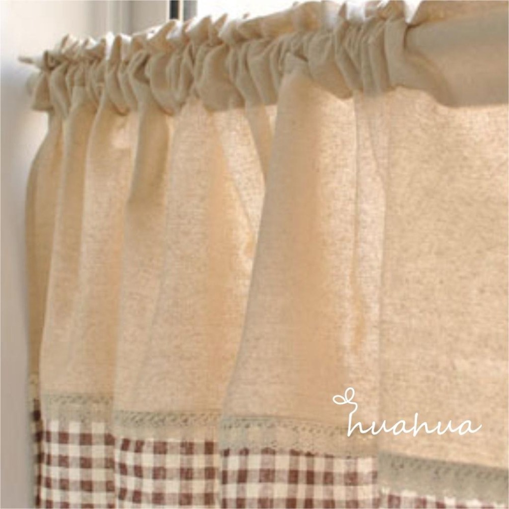 【HUAHUA】咖啡格子裝飾簾 英倫紅格拼接門 韓式拼接裝飾簾 清新家居廚簾 棉廚房窗簾簾 紅格子裝飾簾-細節圖2