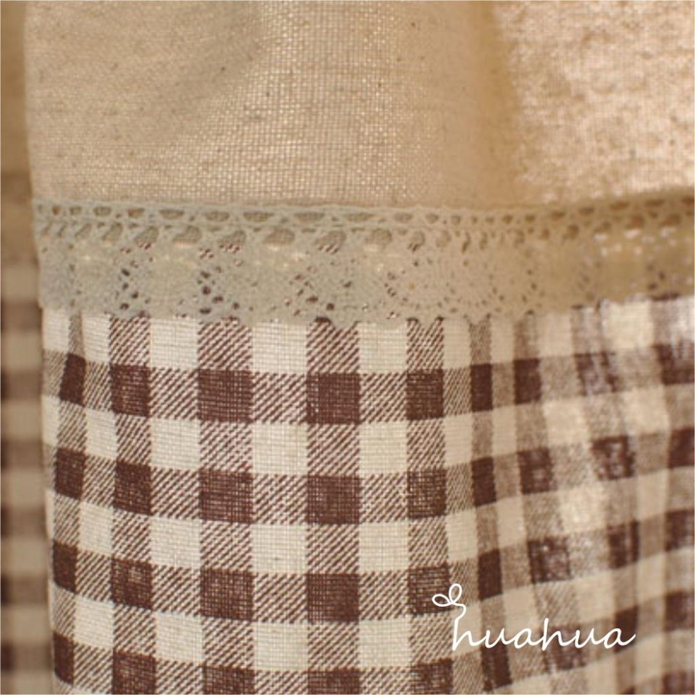 【HUAHUA】咖啡格子裝飾簾 英倫紅格拼接門 韓式拼接裝飾簾 清新家居廚簾 棉廚房窗簾簾 紅格子裝飾簾-細節圖3