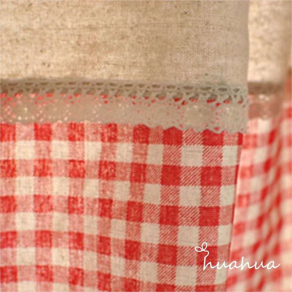 【HUAHUA】咖啡格子裝飾簾 英倫紅格拼接門 韓式拼接裝飾簾 清新家居廚簾 棉廚房窗簾簾 紅格子裝飾簾-細節圖8