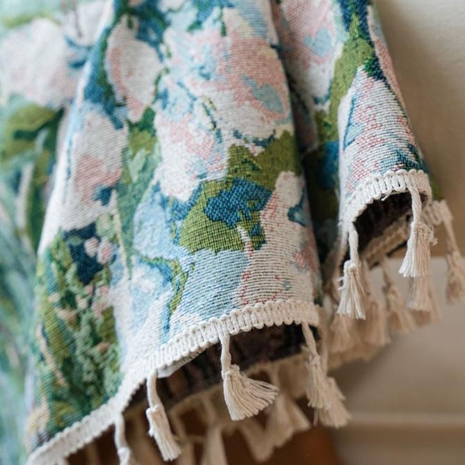 【HUAHUA】窗簾 提花小窗簾 厚實窗簾 綠色花朵窗簾 流蘇窗簾 成品 廚房簾 飄窗半遮光窗簾-細節圖8