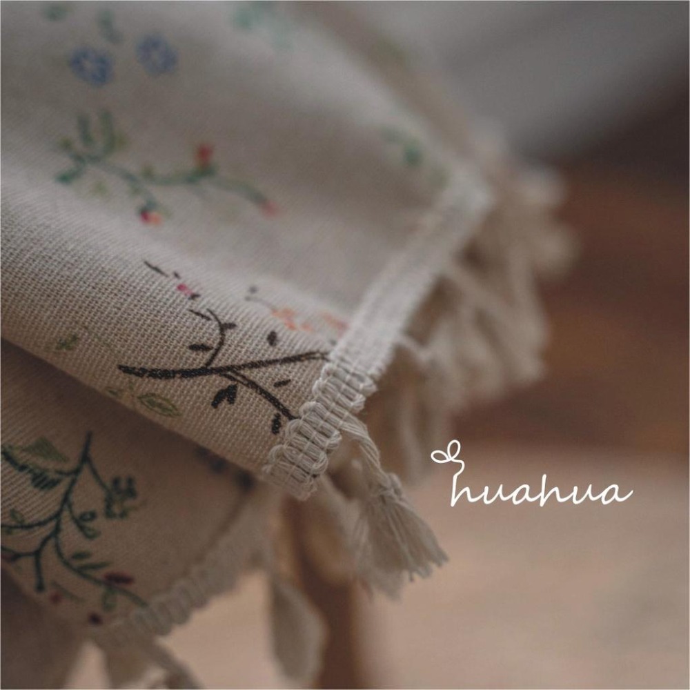 【HUAHUA】窗簾成品 絲絲小花印花拼接鉤針蕾絲窗簾 印花鏤空拼接美式廚房簾 仿棉麻半遮光窗簾 森系流蘇裝飾簾-細節圖7