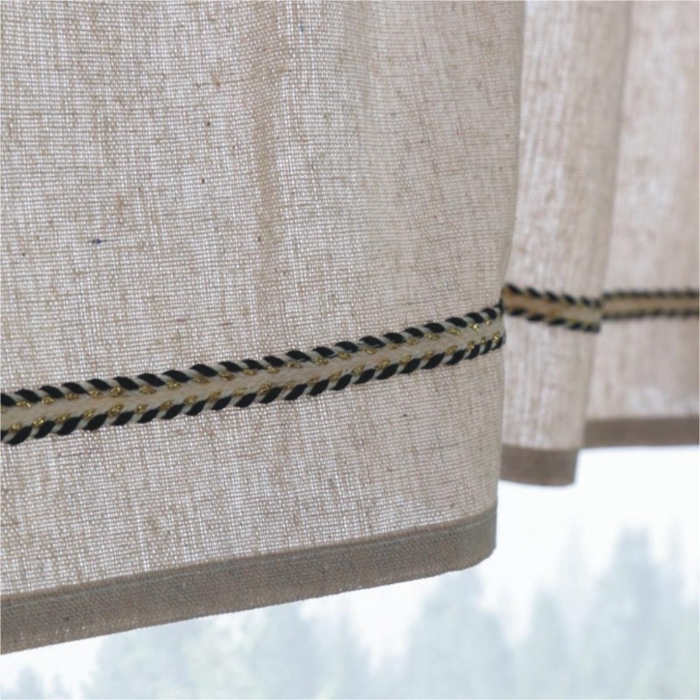 【HUAHUA】日式純色半簾 田園布藝門簾 衛生間飄窗簾 廚房免打孔半遮光小窗簾-細節圖5