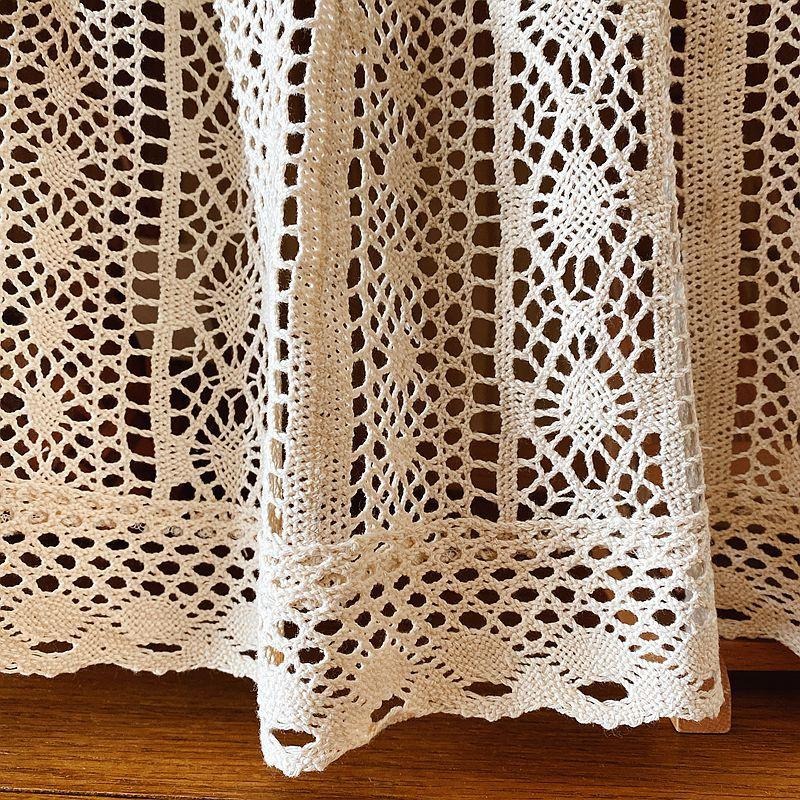 【HUAHUA】小窗簾 半簾 棉麻 田園 森系 美式 鉤針 鏤空 蕾絲 飄窗簾 北歐裝飾簾 廚櫃簾 遮擋簾-細節圖5