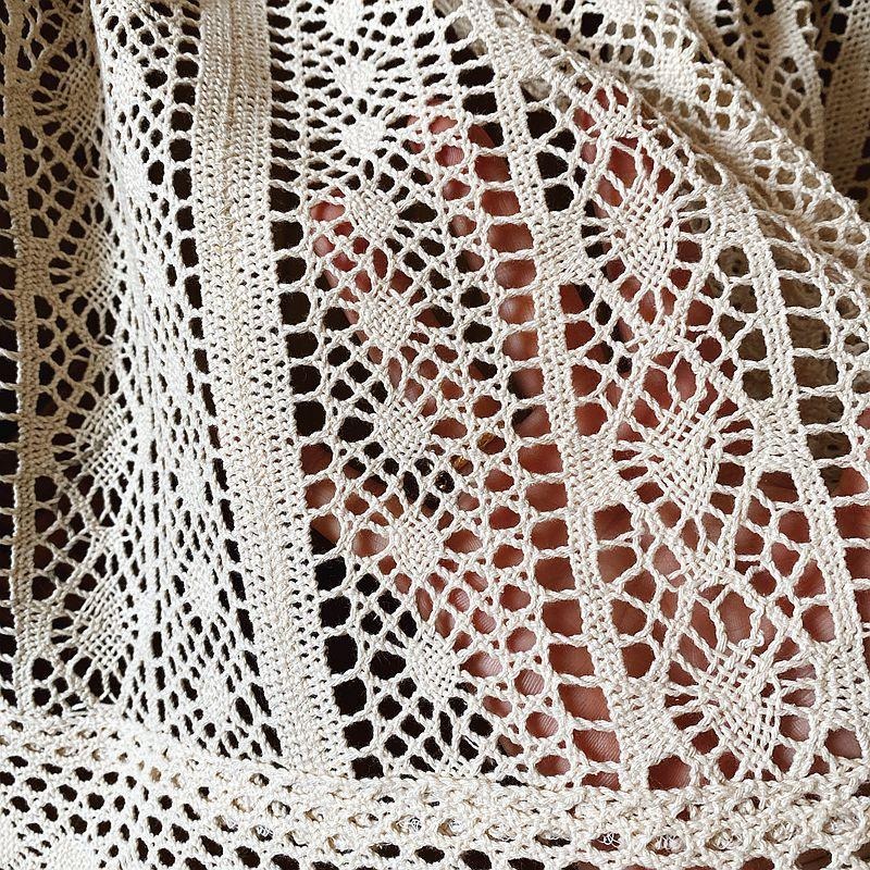 【HUAHUA】小窗簾 半簾 棉麻 田園 森系 美式 鉤針 鏤空 蕾絲 飄窗簾 北歐裝飾簾 廚櫃簾 遮擋簾-細節圖6