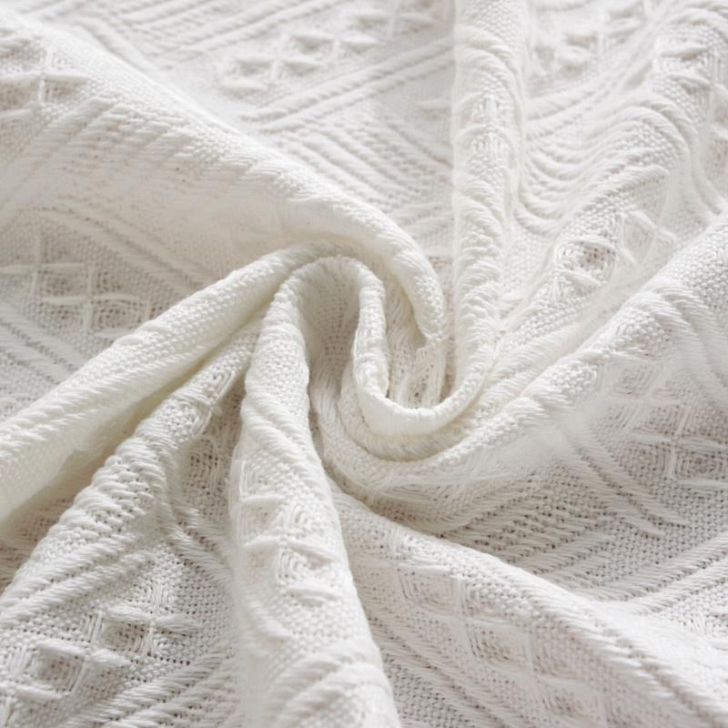 【HUAHUA】法式風桌布 白色 棉麻餐桌布 素色裝飾布 華夫格 棉線 長方形 桌布 法式餐桌布 多用途蓋巾-細節圖9