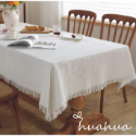 【HUAHUA】法式風桌布 白色 棉麻餐桌布 素色裝飾布 華夫格 棉線 長方形 桌布 法式餐桌布 多用途蓋巾-規格圖9