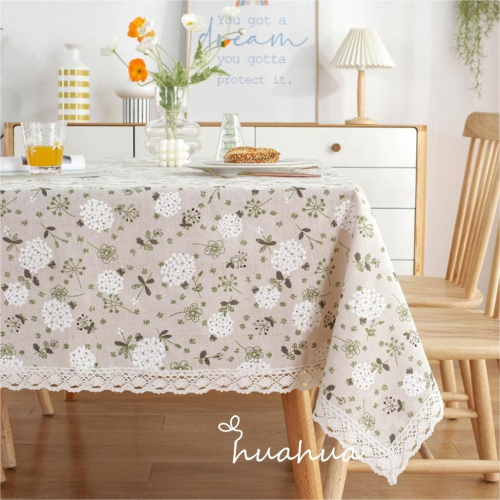 【HUAHUA】清新植物桌巾 蒲公英棉麻桌布 田園風多功能蓋布 花邊餐桌布 背景布