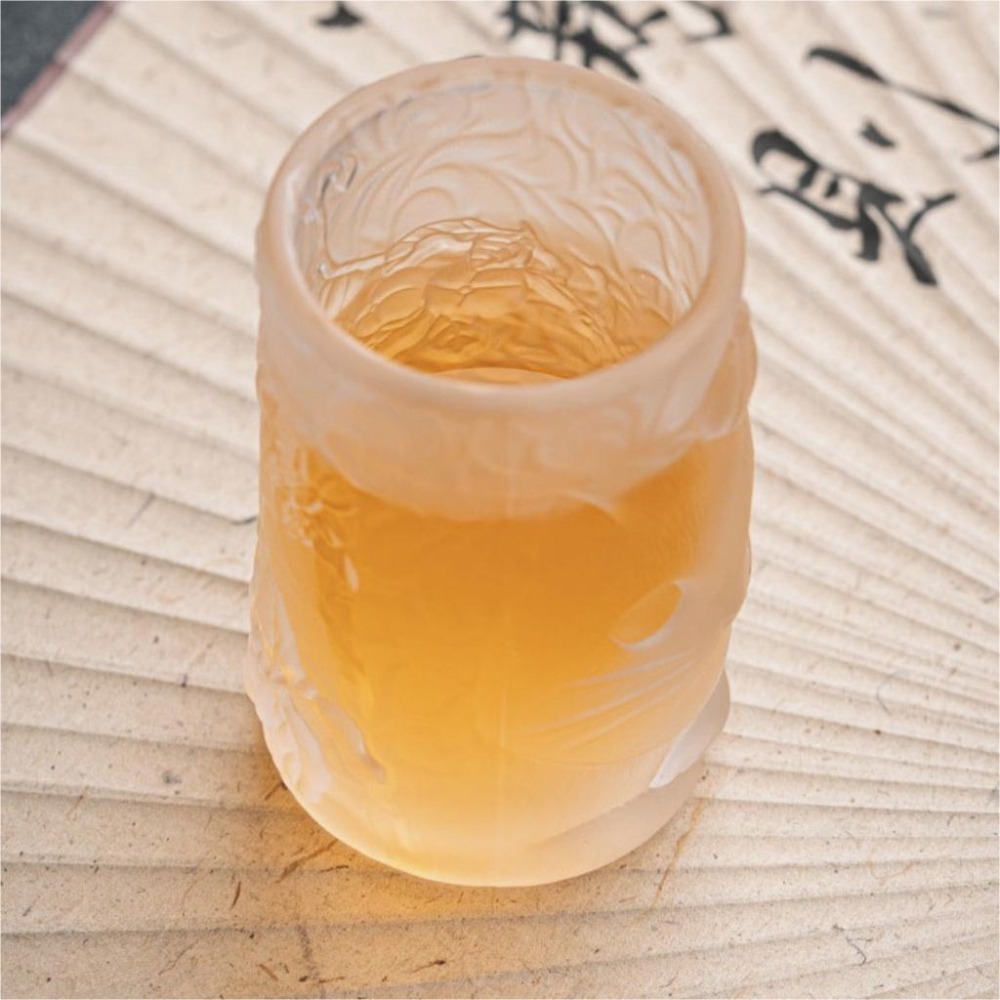 【HUAHUA】玻璃杯 浮雕 透明 可愛貓咪柿子琉璃杯子 家用 玻璃茶杯 喝水杯 功夫主人杯 果汁杯 冷飲杯 茶杯-細節圖8