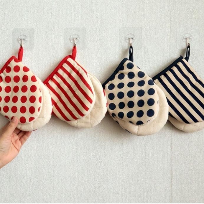 春甜花花家飾雜貨 手套 隔熱手套 烤箱手套 波點日式防燙手套 家用微波爐手套 棉布手套-細節圖7