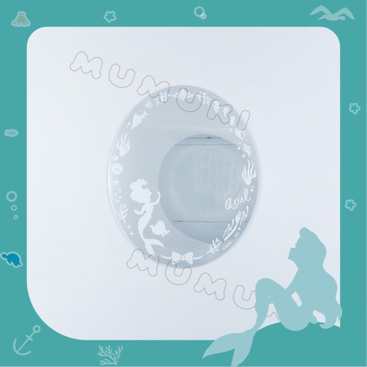 【現貨】日本代購🇯🇵 小美人魚 圓形 自黏 貼牆 DIY 黏貼鏡 化妝鏡 浴室鏡 鏡子貼片 梳妝鏡-細節圖2