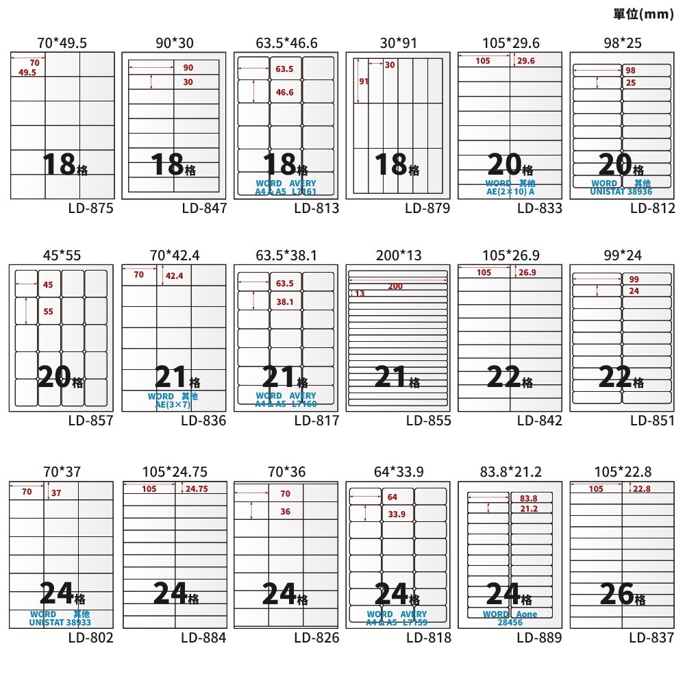 A4三用電腦標籤貼紙 白色 W 105張/盒-細節圖6