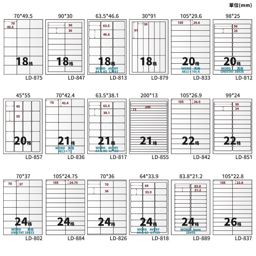 A4三用電腦標籤貼紙 白色 W 20張/包-細節圖7